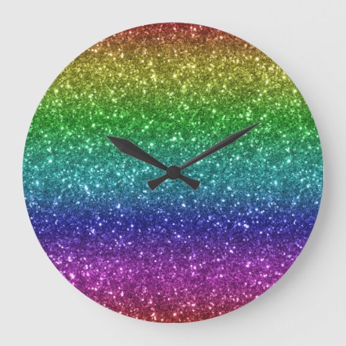 Seamless Rainbow Glitter_1 Large Clock