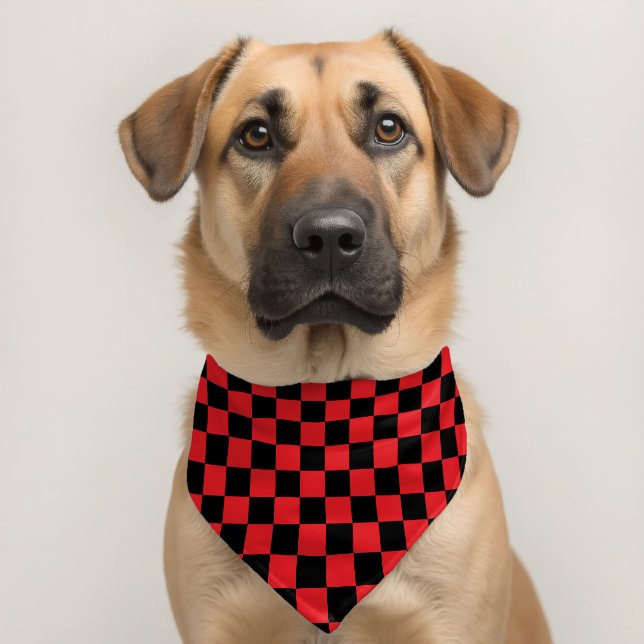Seamless Red And Black Gingham Pattern Pet Bandana Collar (Dog 2)