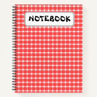Seamless Red and White Checkered Pattern  Notebook