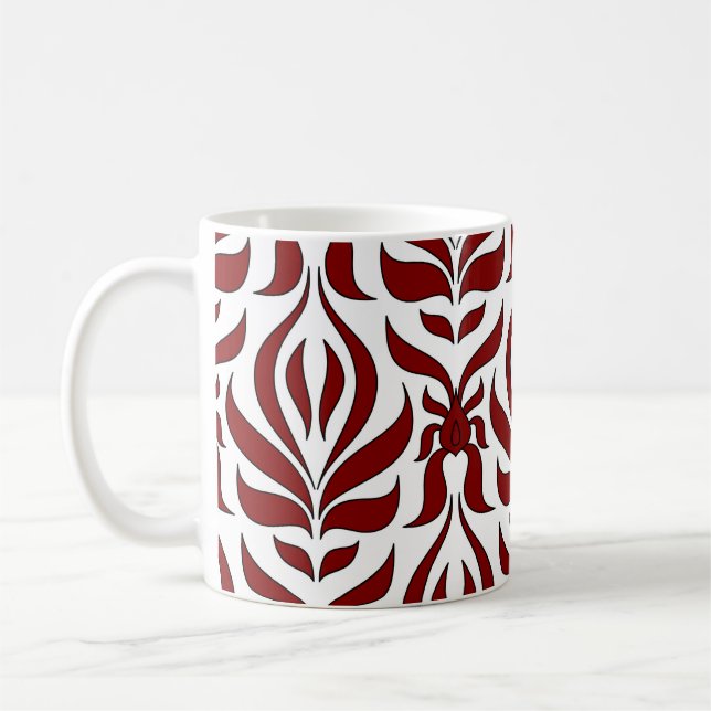 Seamless Red and White Pattern Design Coffee Mug (Left)