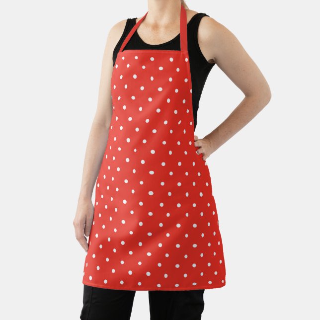 Seamless red background polka dot pattern apron (Insitu)