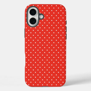 Seamless red background polka dot pattern iPhone 16 plus case