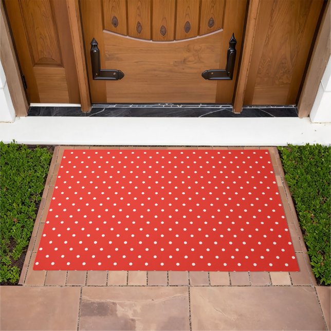 Seamless red background polka dot pattern doormat (Outdoor)