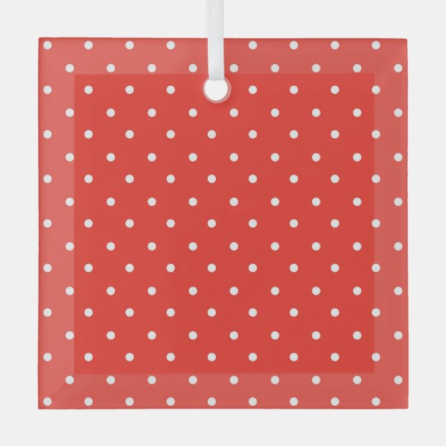 Seamless red background polka dot pattern glass ornament (Front)