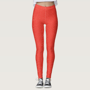 Seamless red background polka dot pattern leggings