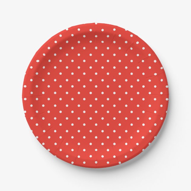 Seamless red background polka dot pattern paper plates (Front)