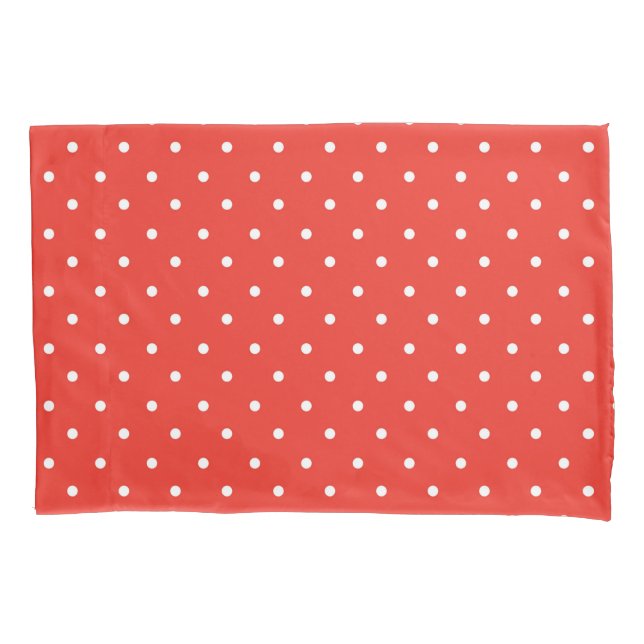 Seamless red background polka dot pattern pillow case (Front-Left)
