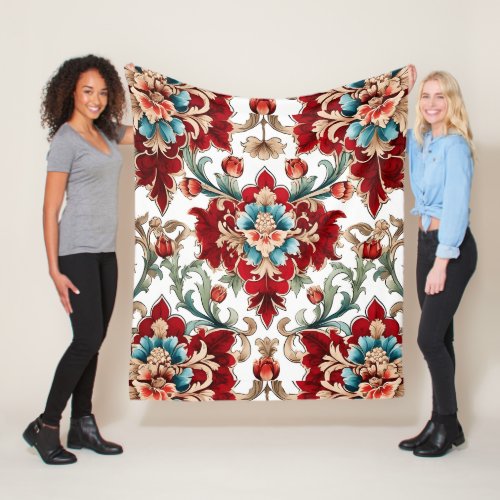  Seamless Red Flower Pattern Bed  Blanket Design
