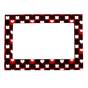 Seamless Red Heart Pattern Background Magnetic Frame