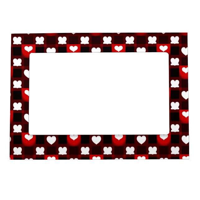 Seamless Red Heart Pattern Background Magnetic Frame (Front)