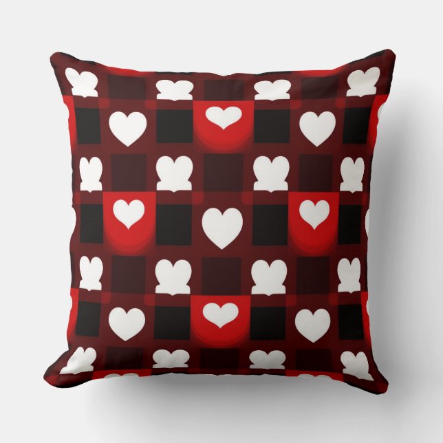 Seamless Red Heart Pattern Background Throw Pillow (Front)