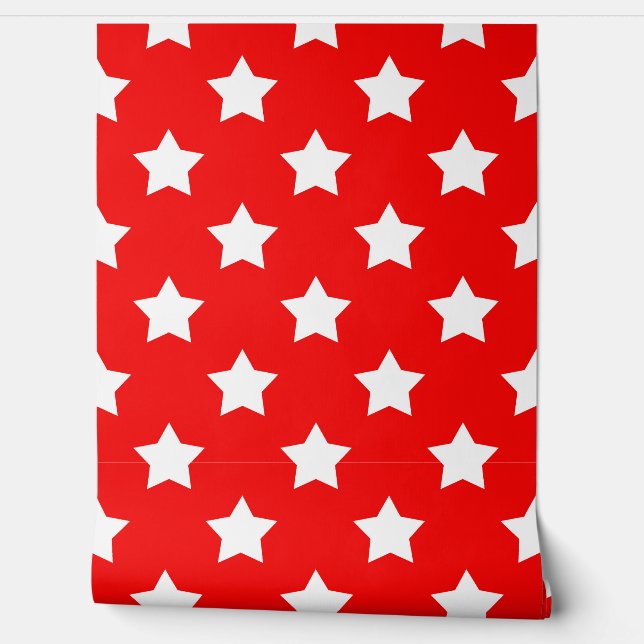 Seamless Red White Stars Background Wallpaper (Unrolling)