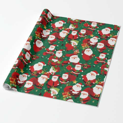Seamless repeatable fabric pattern with SantaClaus Wrapping Paper
