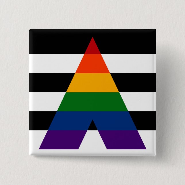 Seamless Repeating LGBT Ally Pride Flag Pattern Pinback Button (Front)