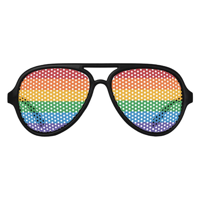 Seamless Repeating LGBTQ Pride Rainbow Pixel Flag  Aviator Sunglasses (Front)