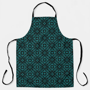 Seamless Repeating Pattern In Turquoise On Black Apron