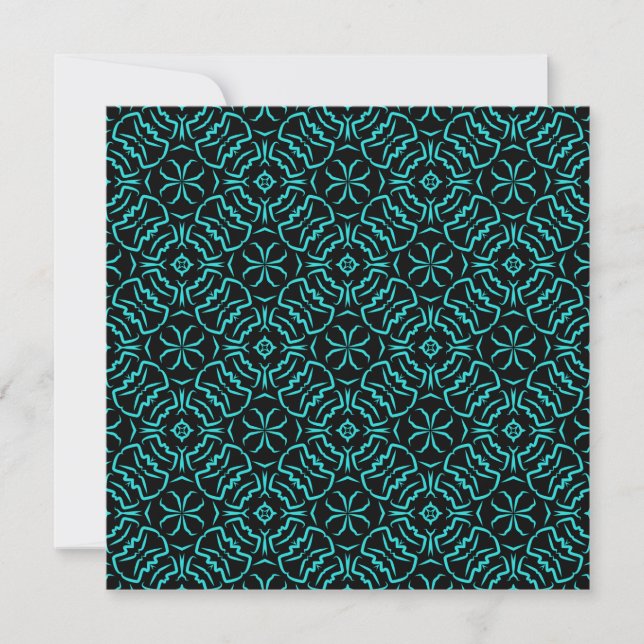 Seamless Repeating Pattern In Turquoise On Black   Card (Front)