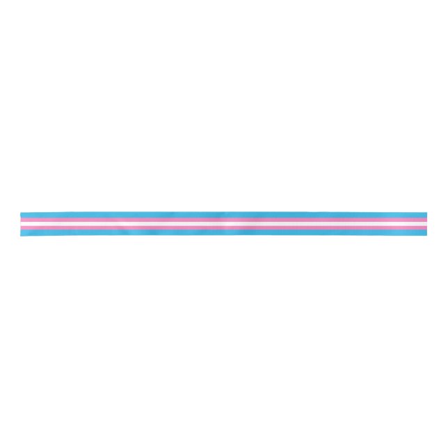 Seamless Repeating Transgender Pride Flag Pattern Satin Ribbon (Front)