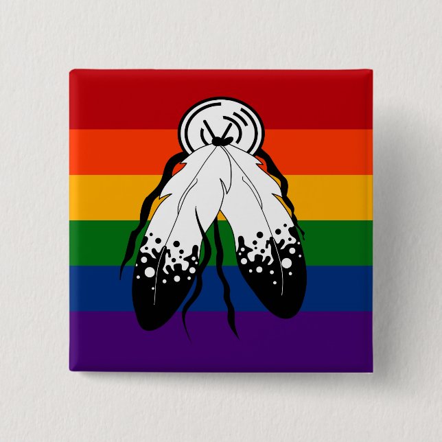 Seamless Repeating Two-Spirited Pride Flag Pattern Button (Front)