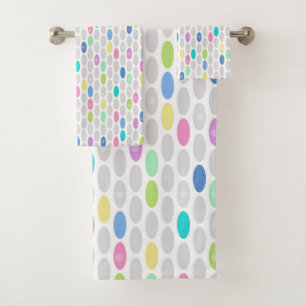 Seamless retro colors design circles polka dots pa bath towel set