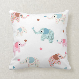 Seamless retro elephant kids pattern wallpaper throw pillow