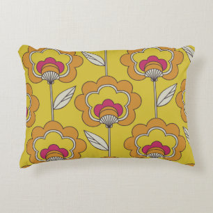 seamless retro floral pattern accent pillow