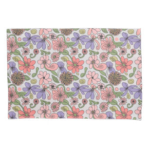 Seamless Retro Floral Pattern Boho Pillow Case