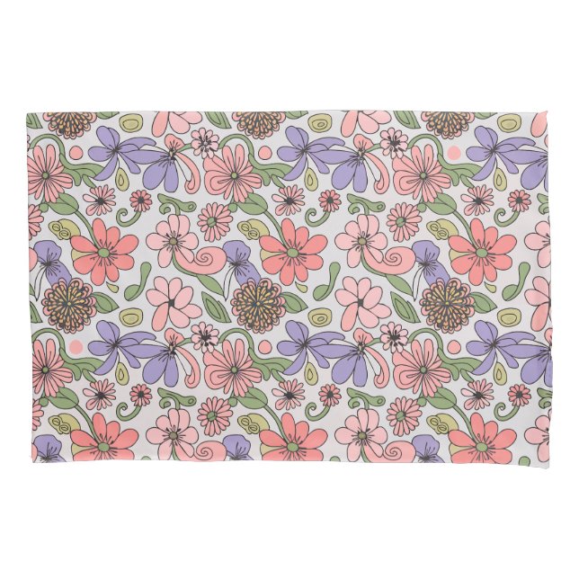 Seamless Retro Floral Pattern Boho Pillow Case (Front)