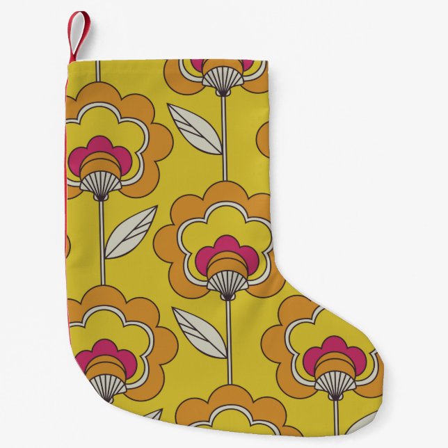 seamless retro floral pattern small christmas stocking (Front)