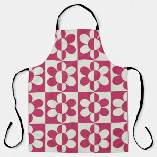 Seamless retro groovy design with vintage daisy fl apron