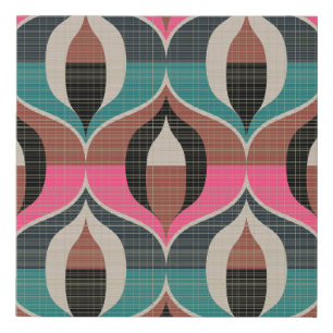 Seamless retro pattern in the style of the sixties faux canvas print