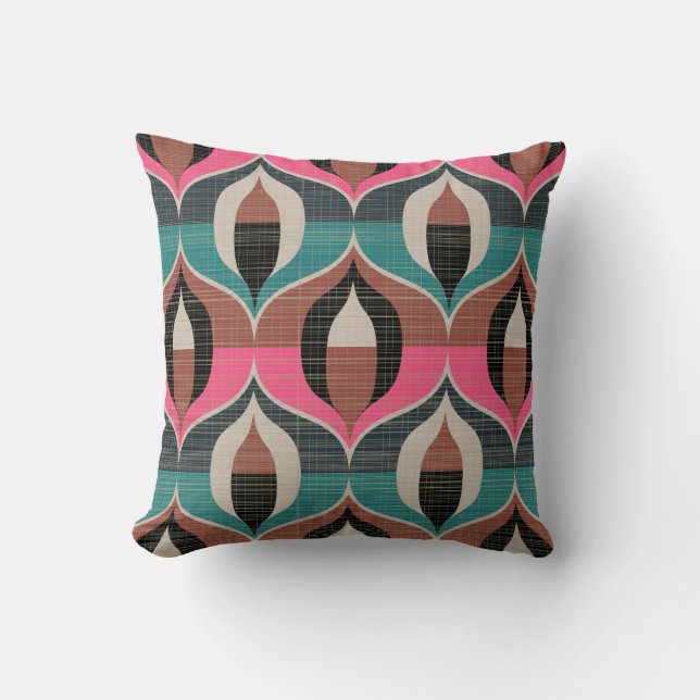 Seamless retro pattern in the style of the sixties throw pillow (Front)