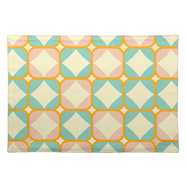 Seamless retro pattern with rounded squares cloth placemat (Front)