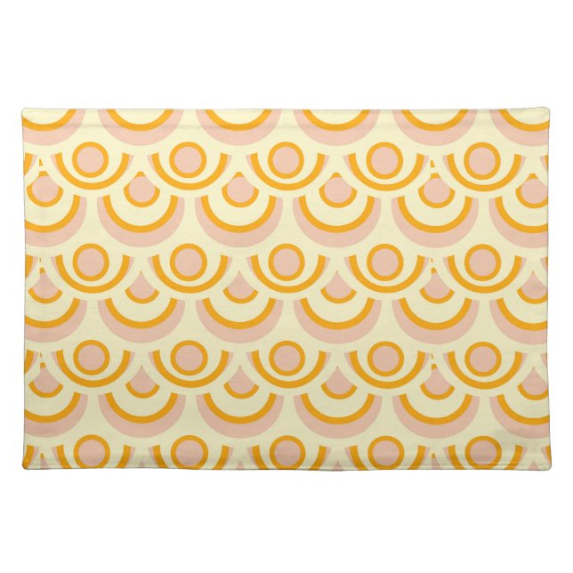 Seamless retro pattern with rounded squares cloth placemat (Front)