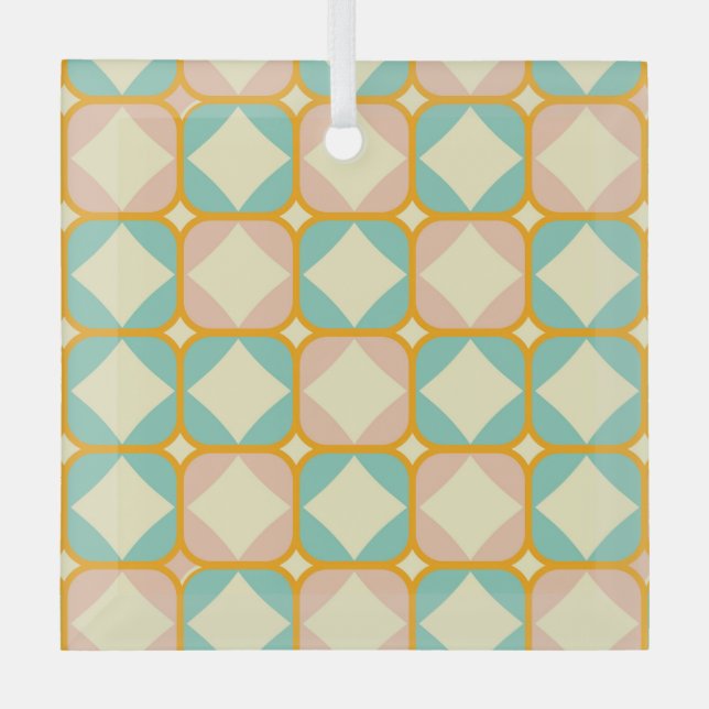 Seamless retro pattern with rounded squares glass ornament (Front)
