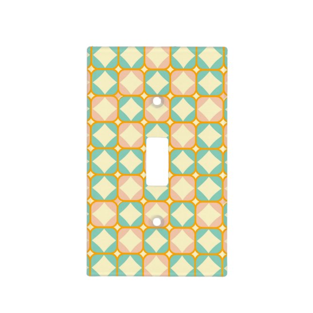 Seamless retro pattern with rounded squares light switch cover (Front)
