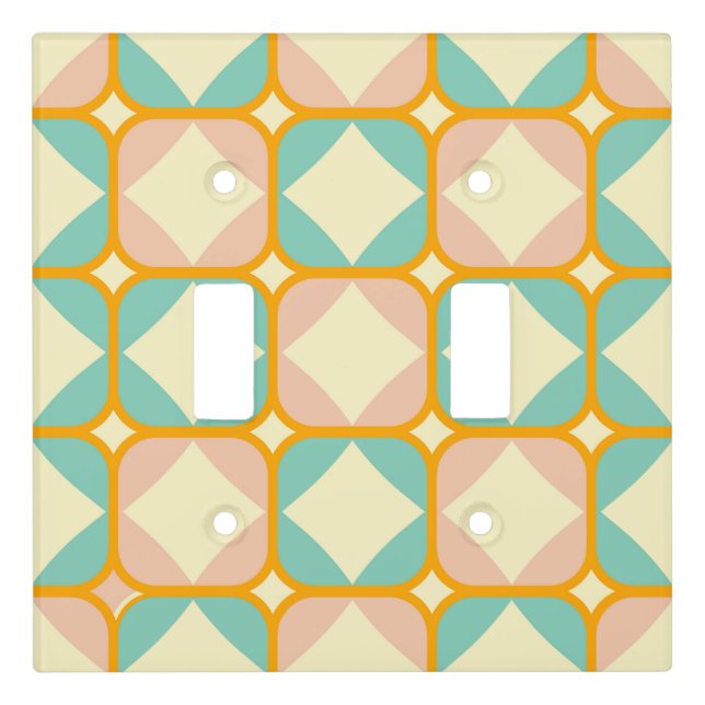 Seamless retro pattern with rounded squares light switch cover (Front)