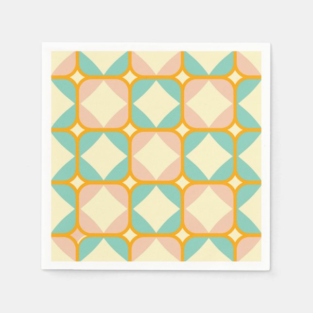 Seamless retro pattern with rounded squares napkins (Front)