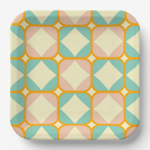 Seamless retro pattern with rounded squares paper plates