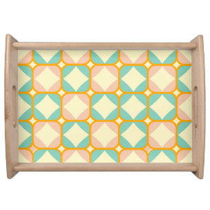 Seamless retro pattern with rounded squares serving tray