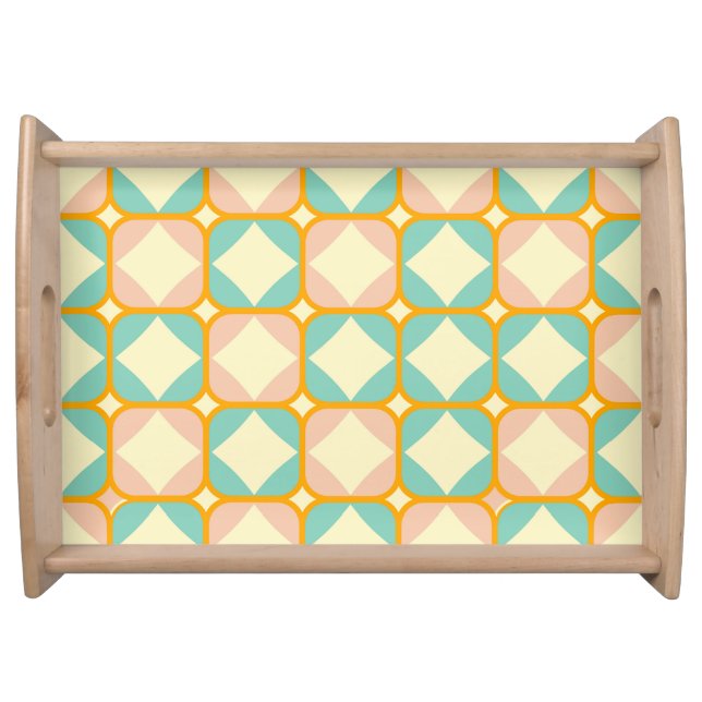 Seamless retro pattern with rounded squares serving tray (Front)