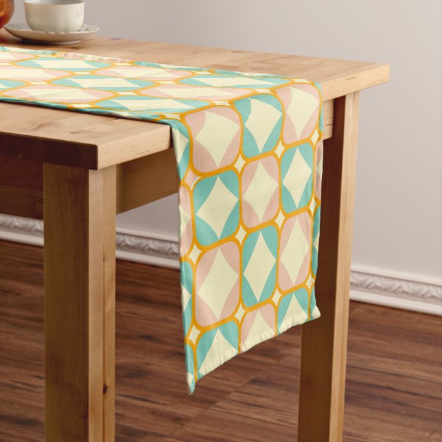 Seamless retro pattern with rounded squares short table runner (In Situ)