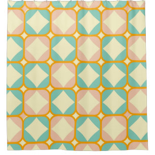 Seamless retro pattern with rounded squares shower curtain