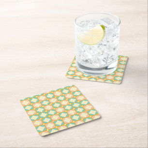 Seamless retro pattern with rounded squares square paper coaster