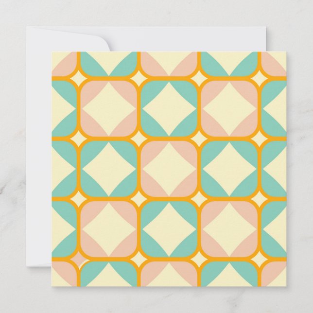 Seamless retro pattern with rounded squares thank you card (Front)