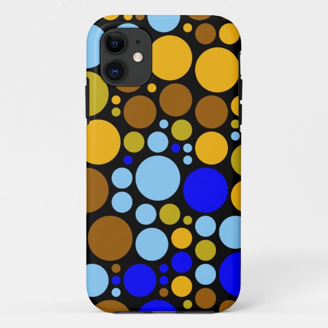 Seamless Retro Polka Dots | Yellow Blue Aqua Case-Mate iPhone Case (Back)