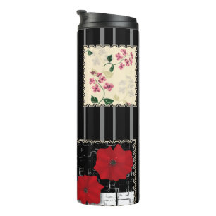 Seamless retro vintage patchwork quilting patches thermal tumbler