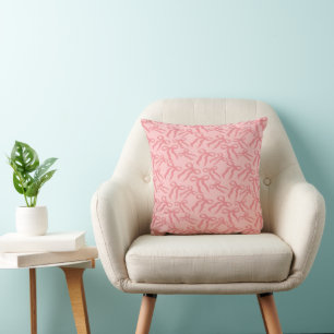 Seamless Ribbon Pattern In Charm And Tea Rose Pink Throw Pillow
