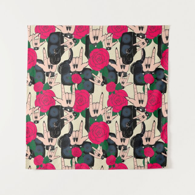 Seamless Rock background. Abstract music modern pa Tapestry (Front)