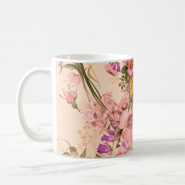 Seamless rococo pattern bouquets. Beautiful bouque Coffee Mug (Left)